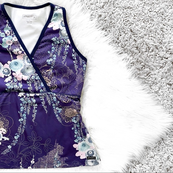 Athleta Tops - ATHLETA Floral Surplice Racerback Tank Top